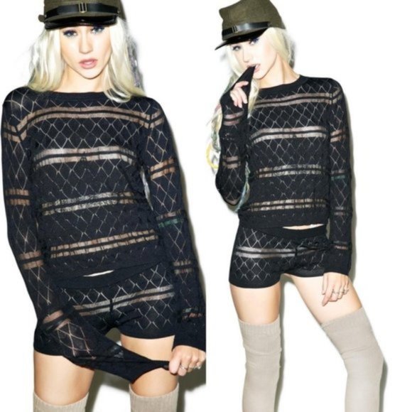 For Love And Lemons Knitz sweater Medium Joni lightweight knit semi sheer boho - Picture 12 of 16